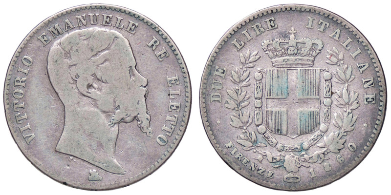 SAVOIA - Vittorio Emanuele II Re eletto (1859-1861) - 2 Lire 1860 F Pag. 436; Mo...