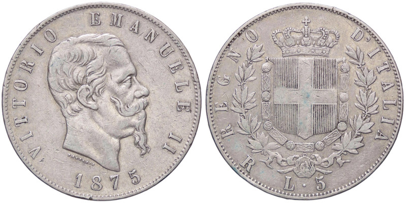 SAVOIA - Vittorio Emanuele II Re d'Italia (1861-1878) - 5 Lire 1875 R Pag. 500; ...