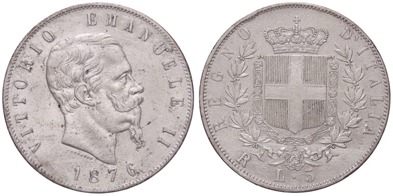 SAVOIA - Vittorio Emanuele II Re d'Italia (1861-1878) - 5 Lire 1876 R Pag. 501; ...