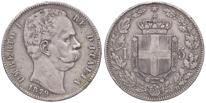 SAVOIA - Umberto I (1878-1900) - 5 Lire 1879 Pag. 590; Mont. 33 AG
qBB