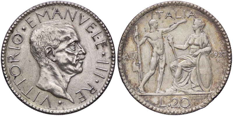 SAVOIA - Vittorio Emanuele III (1900-1943) - 20 Lire 1927 A VI Littore Pag. 672;...