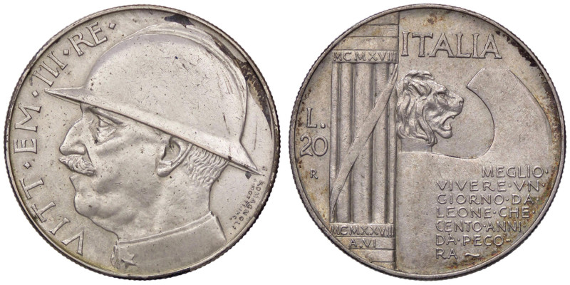 SAVOIA - Vittorio Emanuele III (1900-1943) - 20 Lire 1928 Elmetto Pag. 680; Mont...