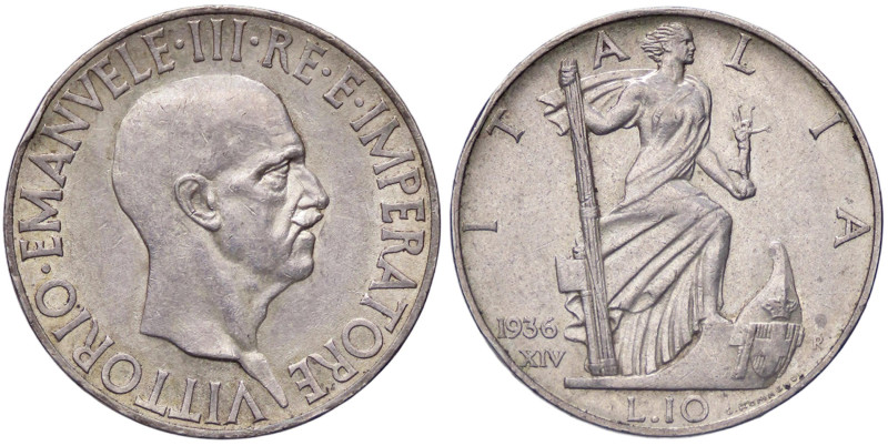 SAVOIA - Vittorio Emanuele III (1900-1943) - 10 Lire 1936 XIV Impero Pag. 700; M...