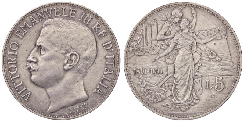 SAVOIA - Vittorio Emanuele III (1900-1943) - 5 Lire 1911 Cinquantenario Pag. 707...