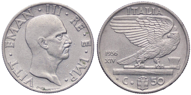 SAVOIA - Vittorio Emanuele III (1900-1943) - 50 Centesimi 1936 XIV Impero Pag. 8...