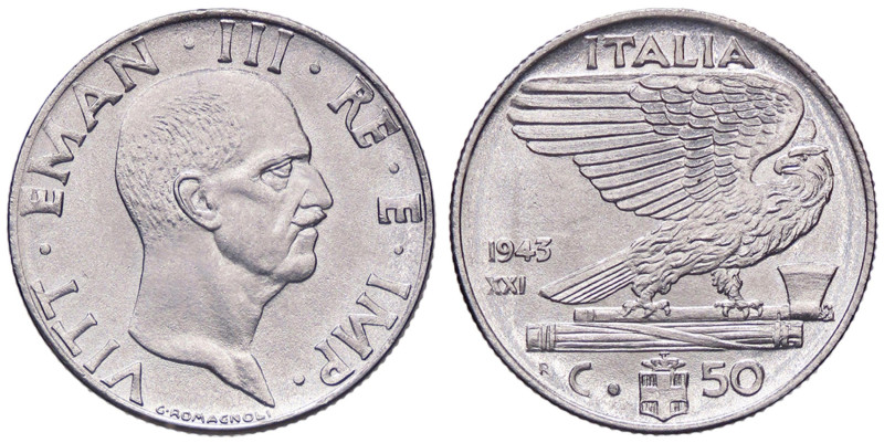 SAVOIA - Vittorio Emanuele III (1900-1943) - 50 Centesimi 1943 XXI Impero Pag. 8...