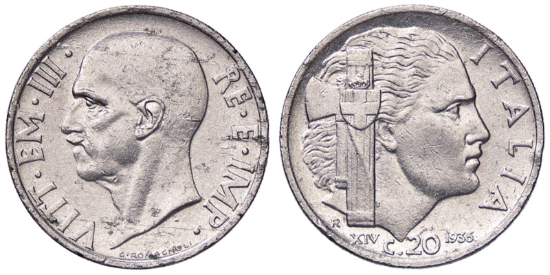 SAVOIA - Vittorio Emanuele III (1900-1943) - 20 Centesimi 1936 XIV Impero Pag. 8...