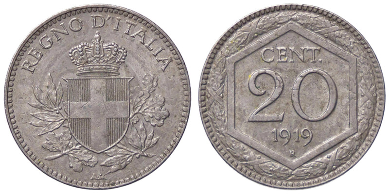 SAVOIA - Vittorio Emanuele III (1900-1943) - 20 Centesimi Esagono 1919 Pag. 851;...