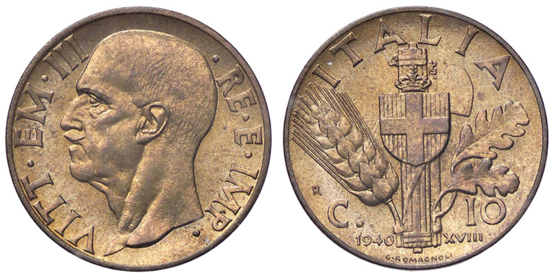 SAVOIA - Vittorio Emanuele III (1900-1943) - 10 Centesimi 1940 XVIII Impero Pag....