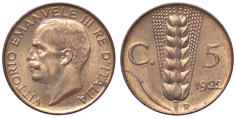 SAVOIA - Vittorio Emanuele III (1900-1943) - 5 Centesimi 1922 Spiga Pag. 901; Mo...