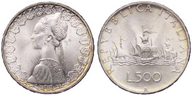 REPUBBLICA ITALIANA - Repubblica Italiana (monetazione in lire) (1946-2001) - 500 Lire 1958 - Caravelle Mont. 2 AG
qFDC/FDC