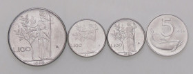 REPUBBLICA ITALIANA - Repubblica Italiana (monetazione in lire) (1946-2001) - 5 Lire 1954 Mont. 7 NC IT Firma distante dal bordo Assieme a 100 lire 19...