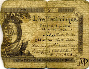 CARTAMONETA - SARDO-PIEMONTESE - Regie Finanze - 25 Lire 01/10/1792 - 1Â° tipo Gav. 7 R mm 85 x 55
MB