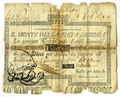 CARTAMONETA - STATO PONTIFICIO - Sacro Monte della PietÃ di Roma (1785-1797) da 11 scudi Gav. 1 Nastro adesivo cartaceo al R/
B