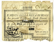CARTAMONETA - STATO PONTIFICIO - Sacro Monte della PietÃ di Roma (1785-1797) da 33 scudi Gav. 1
qMB
