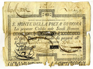 CARTAMONETA - STATO PONTIFICIO - Sacro Monte della PietÃ di Roma (1785-1797) da 40 scudi Gav. 1
MB