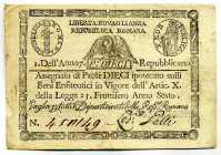 CARTAMONETA - STATO PONTIFICIO - Repubblica Romana Assegnati (1798) - 10 Paoli Anno 7 Gav. 68 Galli (retro cerchio)
BB+