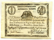 CARTAMONETA - STATO PONTIFICIO - Repubblica Romana Assegnati (1798) - 8 Paoli Anno 7 Gav. 66 Dolcibene
qFDS