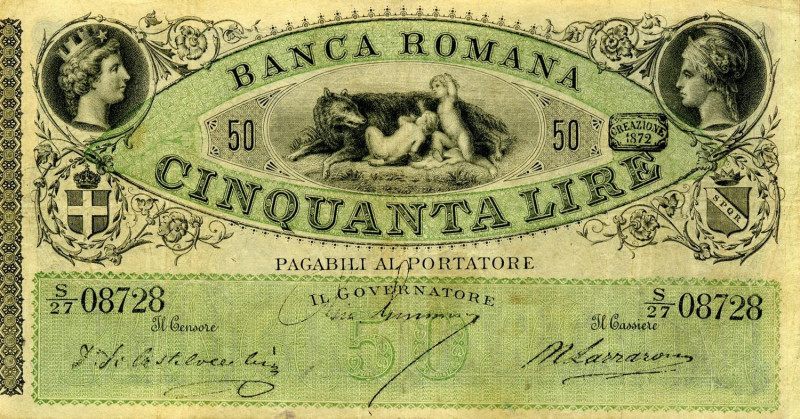 CARTAMONETA - STATO PONTIFICIO - Banca Romana - Secondo periodo (1870-1893) - 50...