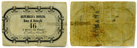 CARTAMONETA - STATO PONTIFICIO - Repubblica Romana Boni Centrali (1849) - 16 Baiocchi 1849 Gav. 173 R Armellini
MB