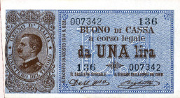 CARTAMONETA - BUONI DI CASSA - Vittorio Emanuele III (1900-1943) - Lira 21/09/1914 - Serie 41-160 Alfa 11; Lireuro 3B Dell'Ara/Righetti Piega in basso...