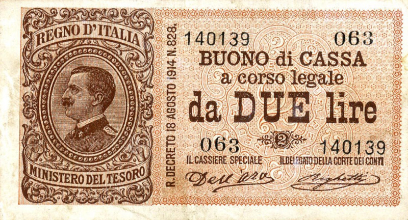 CARTAMONETA - BUONI DI CASSA - Vittorio Emanuele III (1900-1943) - 2 Lire 21/09/...