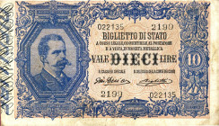 CARTAMONETA - BIGLIETTI DI STATO - Vittorio Emanuele III (1900-1943) - 10 Lire 11/10/1915 - Serie 2101-2880 Alfa 78; Lireuro 17D R Giu. Dell'Ara/Righe...