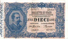 CARTAMONETA - BIGLIETTI DI STATO - Vittorio Emanuele III (1900-1943) - 10 Lire 29/07/1918 - Serie 2881-3760 Alfa 79; Lireuro 17E R Giu.Dell'Ara/Porena...