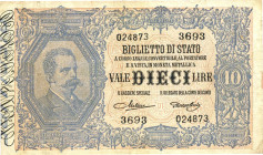 CARTAMONETA - BIGLIETTI DI STATO - Vittorio Emanuele III (1900-1943) - 10 Lire 29/07/1918 - Serie 2881-3760 Alfa 79; Lireuro 17E R Giu.Dell'Ara/Porena...