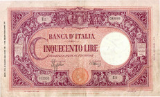CARTAMONETA - BANCA d'ITALIA - Vittorio Emanuele III (1900-1943) - 500 Lire - Barbetti (testina) 31/03/1943 - Fascio Alfa 460; Lireuro 31A RRR Azzolin...
