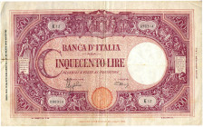CARTAMONETA - BANCA d'ITALIA - Vittorio Emanuele III (1900-1943) - 500 Lire - Barbetti (testina) 31/03/1943 - Fascio Alfa 460; Lireuro 31A RRR Azzolin...