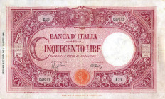 CARTAMONETA - BANCA d'ITALIA - Repubblica Sociale (1943-1945) - 500 Lire - Barbetti (testina) 08/10/1943 Alfa 465; Lireuro 34AA Azzolini-Urbini Stirat...
