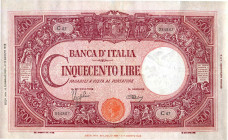CARTAMONETA - BANCA d'ITALIA - Luogotenenza (1944-1946) - 500 Lire - Barbetti (testina) 13/02/1945 Alfa 471; Lireuro 34F RRRR Azzolini/Urbini Qualche ...