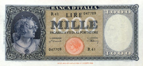CARTAMONETA - BANCA d'ITALIA - Repubblica Italiana (monetazione in lire) (1946-2001) - 1.000 Lire - Testina 20/03/1947 Alfa 690; Lireuro 53A RR Einaud...