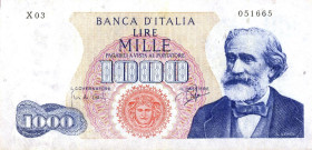 CARTAMONETA - BANCA d'ITALIA - Repubblica Italiana (monetazione in lire) (1946-2001) - 1.000 Lire - Verdi 1Â° tipo 05/07/1963 Alfa 711sp; Lireuro 55Ba...