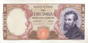 CARTAMONETA - BANCA d'ITALIA - Repubblica Italiana (monetazione in lire) (1946-2001) - 10.000 Lire - Michelangelo 08/06/1970 Alfa 855; Lireuro 74 F Ca...