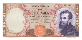 CARTAMONETA - BANCA d'ITALIA - Repubblica Italiana (monetazione in lire) (1946-2001) - 10.000 Lire - Michelangelo 27/11/1973 Alfa 857sp; Lireuro 74 Ha...