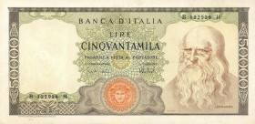 CARTAMONETA - BANCA d'ITALIA - Repubblica Italiana (monetazione in lire) (1946-2001) - 50.000 Lire - Leonardo 16/05/1972 Alfa 892; Lireuro 78C R Carli...