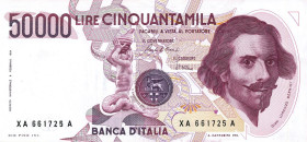 CARTAMONETA - BANCA d'ITALIA - Repubblica Italiana (monetazione in lire) (1946-2001) - 50.000 Lire - Bernini 1Â° tipo 16/12/1986 Alfa 901sp; Lireuro 8...