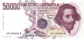 CARTAMONETA - BANCA d'ITALIA - Repubblica Italiana (monetazione in lire) (1946-2001) - 50.000 Lire - Bernini 1Â° tipo 25/01/1990 Alfa 904; Lireuro 80D...