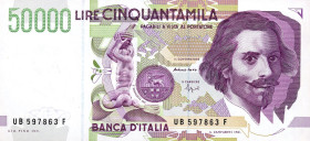 CARTAMONETA - BANCA d'ITALIA - Repubblica Italiana (monetazione in lire) (1946-2001) - 50.000 Lire - Bernini 2Â° tipo 09/12/1992 Alfa 907; Lireuro 81B...