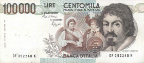 CARTAMONETA - BANCA d'ITALIA - Repubblica Italiana (monetazione in lire) (1946-2001) - 100.000 Lire - Caravaggio 1Â° tipo 10/03/1993 Alfa 930; Lireuro...