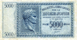 CARTAMONETA - COLONIE ED OCCUPAZIONI DI TERRITORI ITALIANI - Isole Jonie - Biglietti a corso legale (1914) - 5.000 Dracme 1941 Gav. 167 RRR Sansoni Pi...