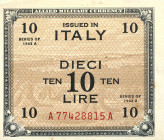 CARTAMONETA - COLONIE ED OCCUPAZIONI DI TERRITORI ITALIANI - Allied Military Currency - AM Lire (1943-1945) - 10 Lire 1943 Italiano - FLC Gav. 243 R
...