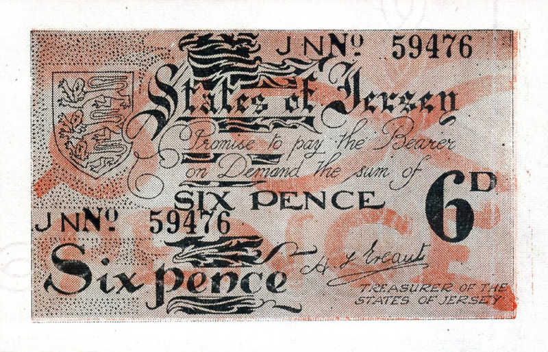 CARTAMONETA ESTERA - JERSEY - Occupazione tedesca - Jersey (1941-1942) - 6 Pence...