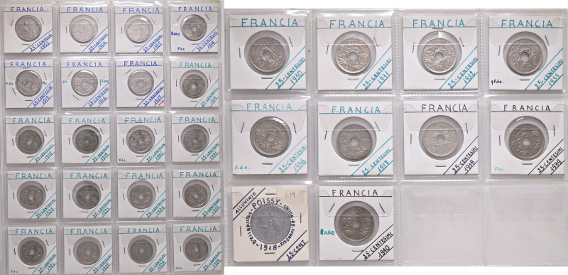 LOTTI - Estere FRANCIA - 25 centimes, lotto di 30 monete dal 1903 al 1940, tutte...