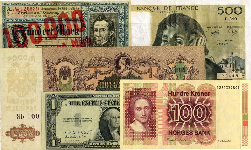 LOTTI - Cartamoneta-Estera USA - Norvegia, Russia, Germania, Francia - Lotto di ...