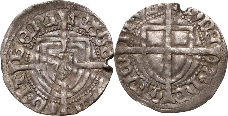 Zakon Krzyżacki, Jan von Tiefen 1489-1497, grosz, Królewiec, rzadki Waga 1,33. L...