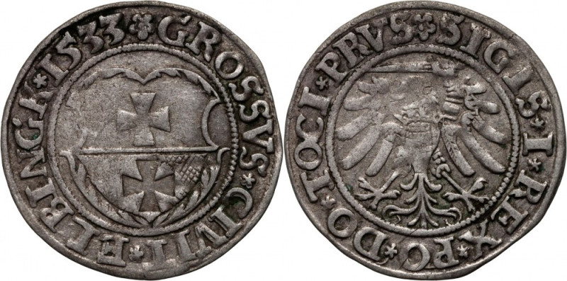 Zygmunt I Stary, grosz 1534, Elbląg Reference: Kopicki 7080
Grade: VF 

Zygmu...