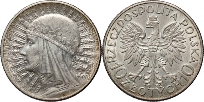 II RP, 10 złotych 1932, Londyn, Głowa Kobiety Reference: Parchimowicz 120a
Grad...